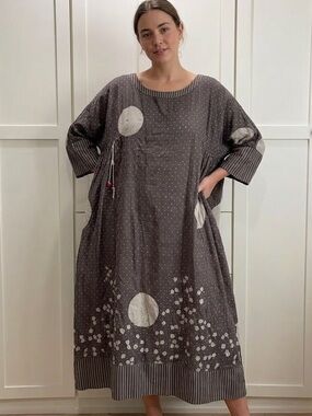 Péro cotton and silk brown and white Logenlok boho size 44 XL 12
